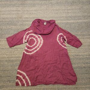 Match Point Womens Linen Dress Sz XL Purple Tie Dye Cowl Neck Sleeveless Pockets